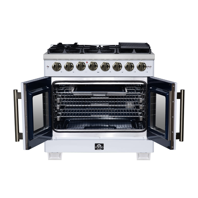 36" Forno Capriasca Freestanding French Door Dual Fuel Range - FFSGS6387-36WHT