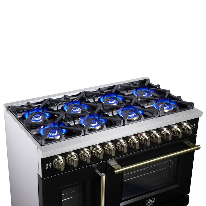 48" Forno Capriasca Freestanding French Door Dual Fuel Range - FFSGS6387-48BLK