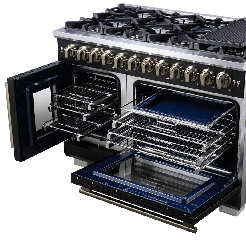 48" Forno Capriasca Freestanding French Door Dual Fuel Range - FFSGS6387-48BLK