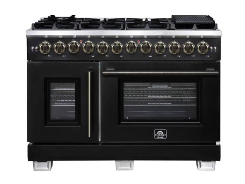 48" Forno Capriasca Freestanding French Door Dual Fuel Range - FFSGS6387-48BLK