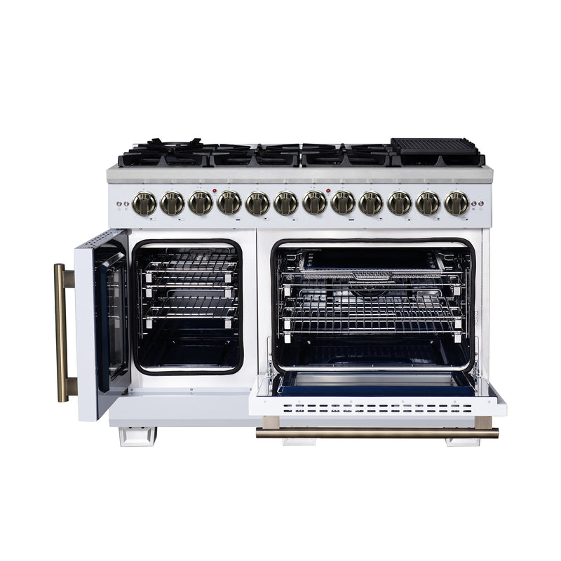 48" Forno Capriasca Freestanding French Door Dual Fuel Range - FFSGS6387-48WHT