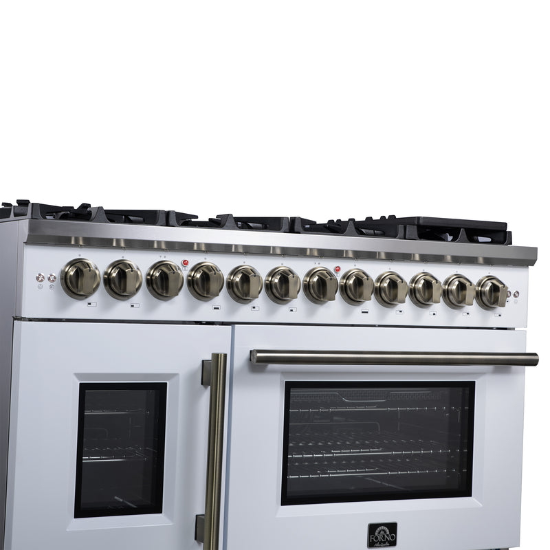 48" Forno Capriasca Freestanding French Door Dual Fuel Range - FFSGS6387-48WHT