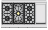 48" Hestan KRT Series 5-Burner Natural Gas Rangetop  with 12" Griddle - KRT485GD-NG