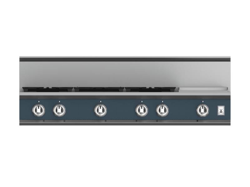 48" Hestan KRT Series 5-Burner Natural Gas Rangetop  with 12" Griddle - KRT485GD-NG-GG