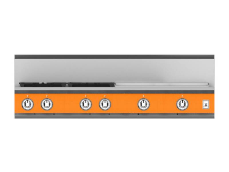 48" Hestan  KRT Series Natural Gas 4-Burner Rangetop  with 24" Griddle - KRT484GD-NG-OR