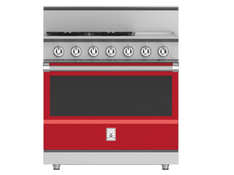 36" Hestan KRG Series Freestanding Professional Gas Range with 4-Burners - KRG364GD-NG-RD