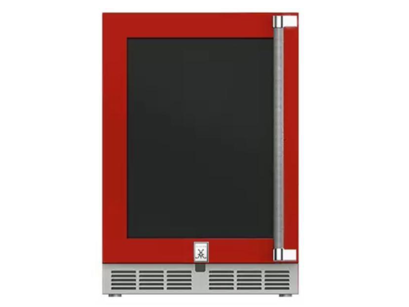 24" Hestan 5.2 Cu. Ft. GRG Series Left Hinge Outdoor UnderCounter Refrigerator with Glass Door - GRGL24-RD