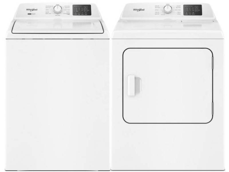 Whirlpool Top Load Washer and Electric Dryer Laundry Pair - WTW4107SW-YWED4105SW