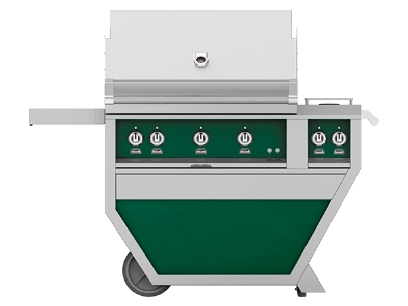 36" Hestan Outdoor Deluxe Liquide Propane Grill with Double Side Burner in Grove - GABR36CX2-LP-GR