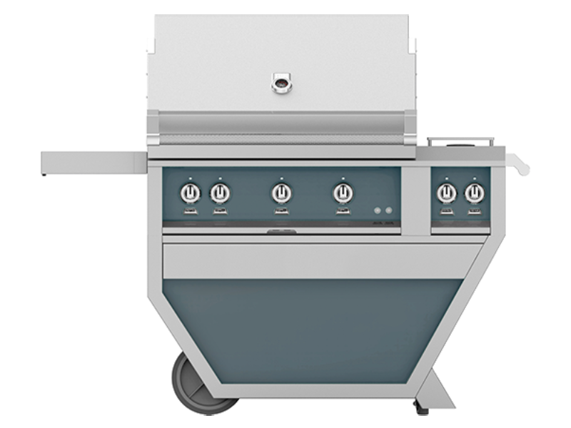 36" Hestan Outdoor Deluxe Natural Gas Grill with Double Side Burner in Pacific Fog - GABR36CX2-NG-GG