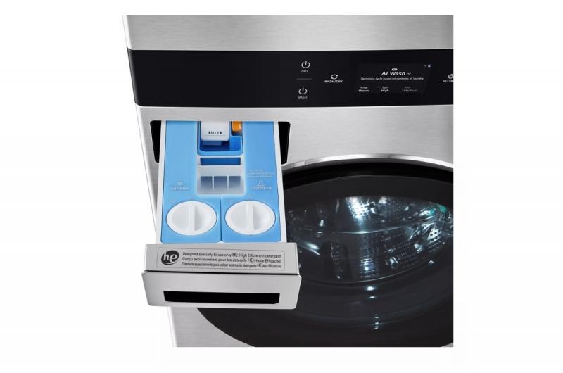 27" LG STUDIO Smart Front Load WashTower with 5.0 Cu. Ft. Washer and 7.4 Cu. Ft. Electric Dryer with Center Control - SWWE50N3