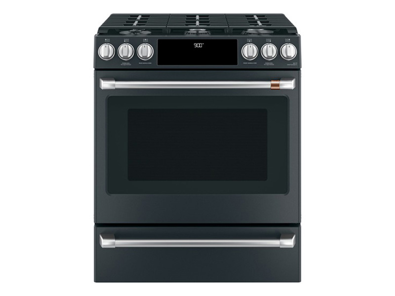 30" Café Slide-In Front Control Dual-Fuel Convection Range With Warming Drawer - CC2S900P3MD1