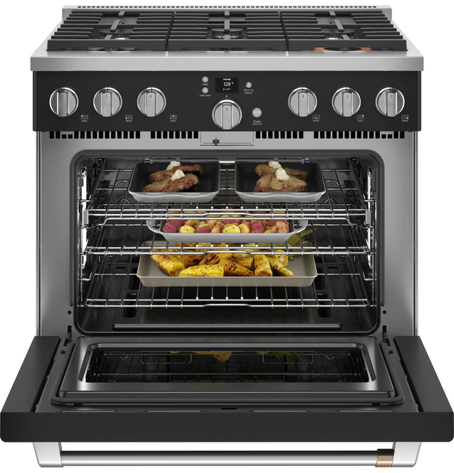 36" Café 6.2 Cu. Ft. Smart All-Gas Commercial-Style Range With 6 Sealed Burners In Matte Black - CGY366P3TD1