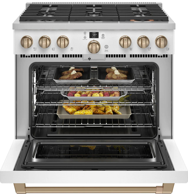 36" Café 6.2 Cu. Ft. Smart All Gas Commercial-Style Range With 6 Sealed Burners In Matte White - CGY366P4TW2