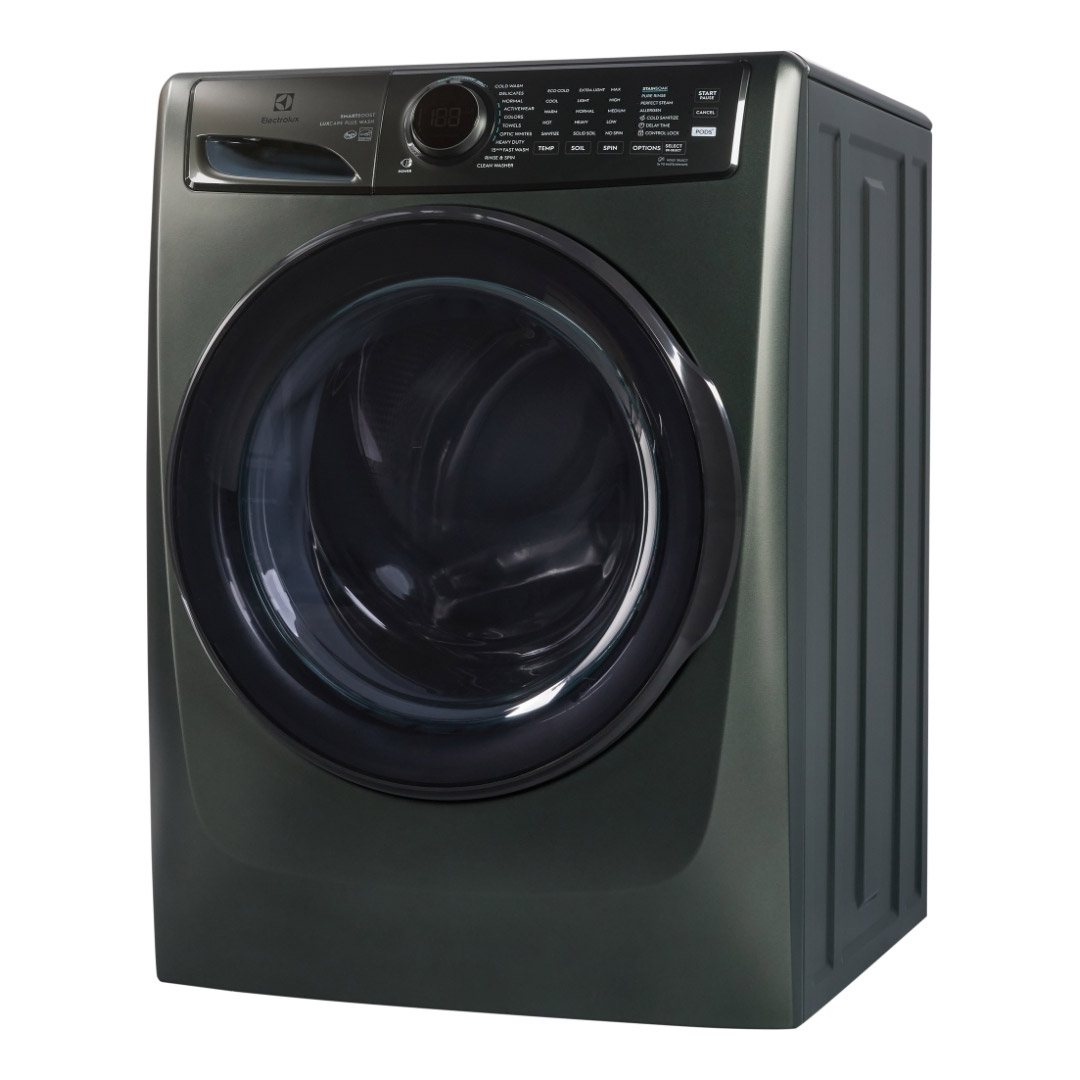27" Electrolux 5.2 Cu. Ft. Front Load Washer 8.0 Cu. Ft. Gas Dryer and Stacking Kit - STACKIT7X-ELFW7738AA-ELFG7738AA