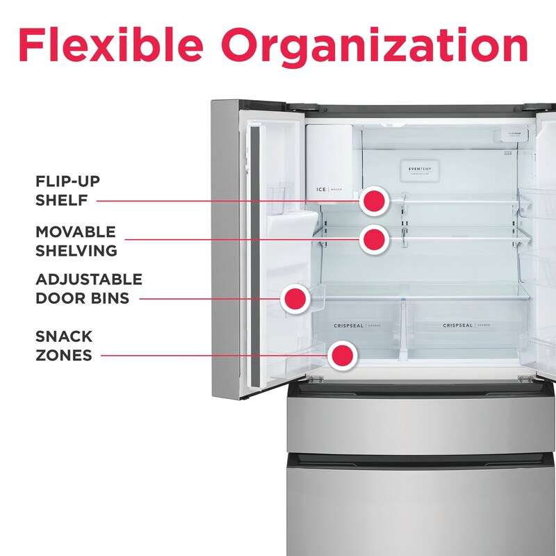 36" Frigidaire 26 Cu. Ft. Standard Depth 4-Door French Door Refrigerator - FRMS2733AV