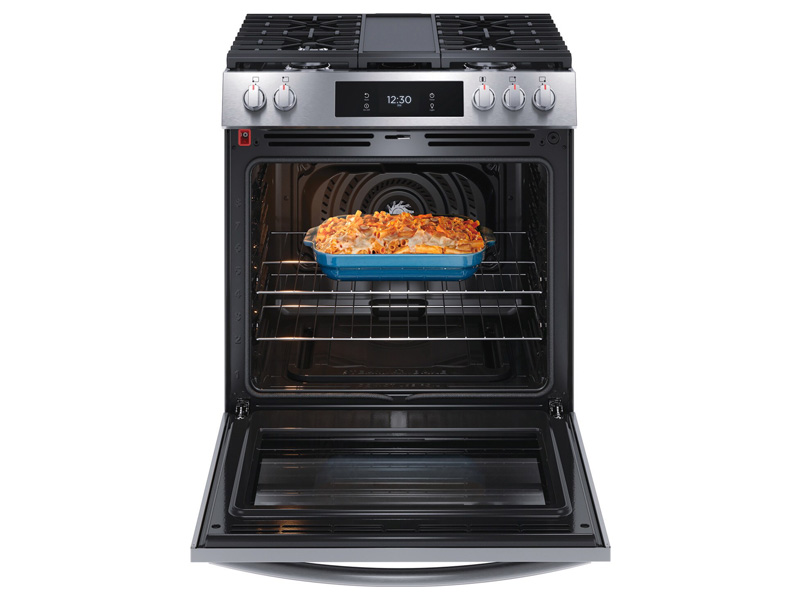 30" Frigidaire Gallery 6 Cu. Ft. Front Control Gas Range with Total Convection in Stainless Steel - GCFG3060BF