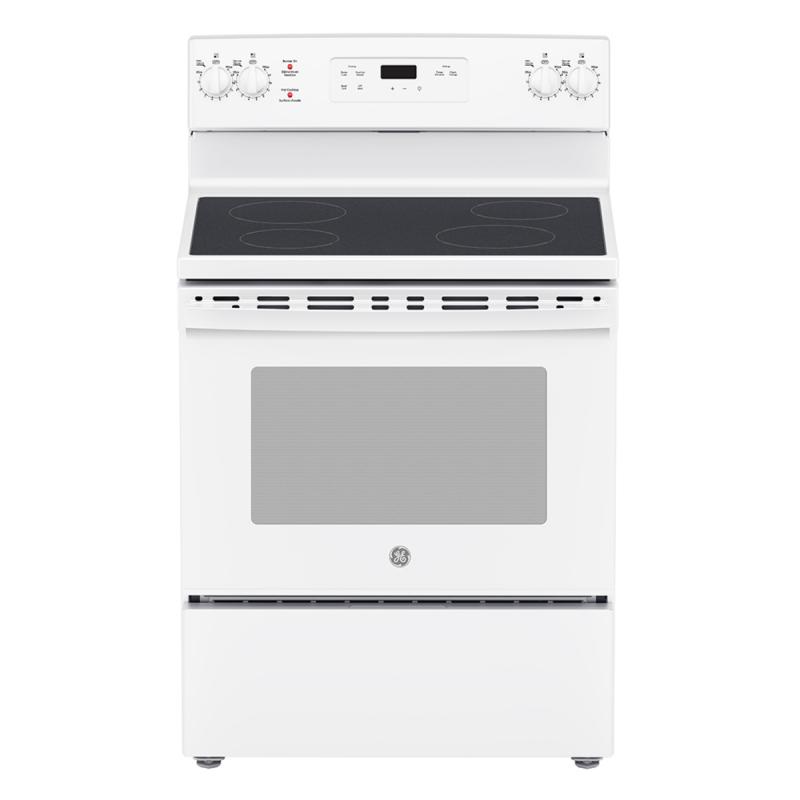30" GE Freestanding Electric Range in White - JCBS630DKWW