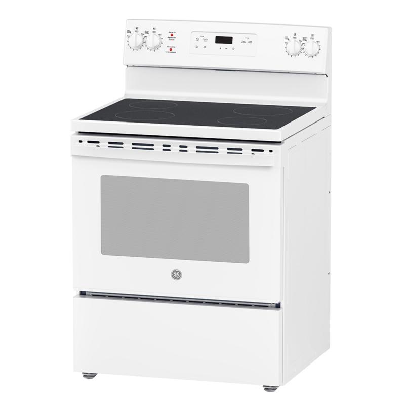 30" GE Freestanding Electric Range in White - JCBS630DKWW