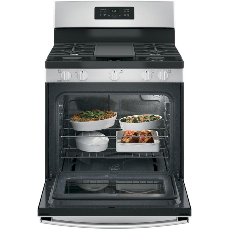 30" GE Gas Freestanding Range with Broil Drawer - JCGBS66SEKSS