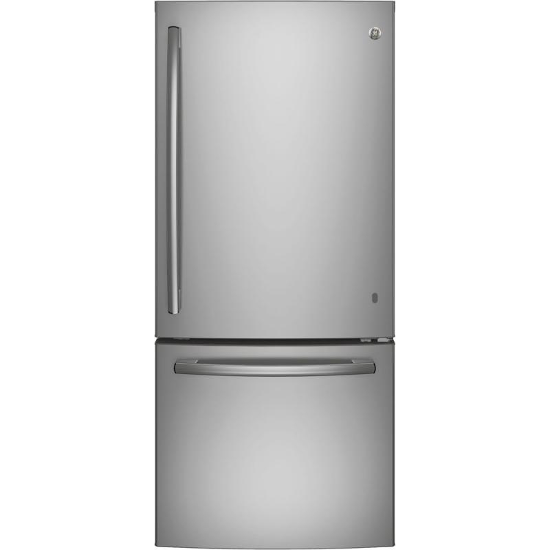 30" GE 20.9 Cu. Ft. Bottom Mount Refrigerator in Fingerprint Resistant Stainless Steel - GDE21EYKFS