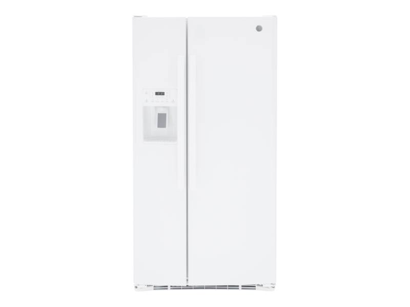 33" GE 23.2 Cu. Ft. Side-By-Side Refrigerator in White - GSS23GGPWW