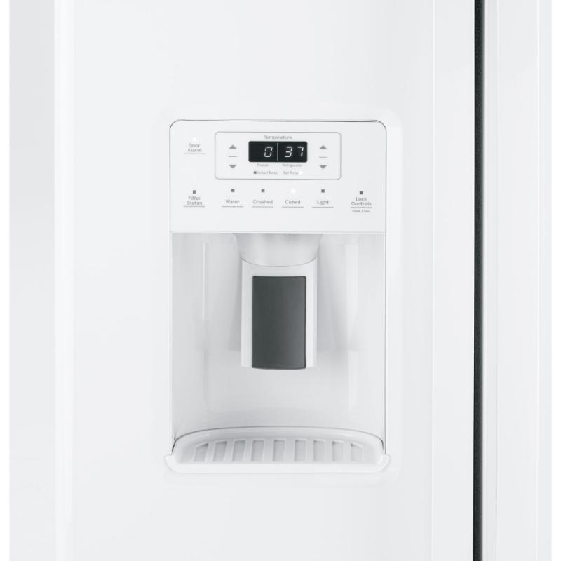 33" GE 23.2 Cu. Ft. Side-By-Side Refrigerator in White - GSS23GGPWW