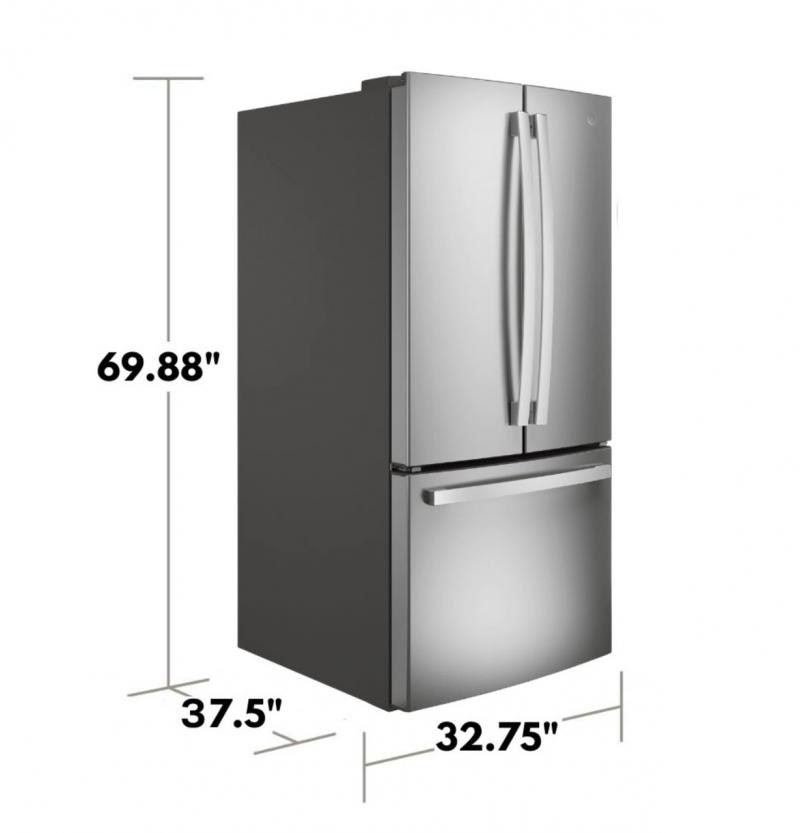 33" GE  French-Door Refrigerator in Stainless Steel - GNE25JYKFS