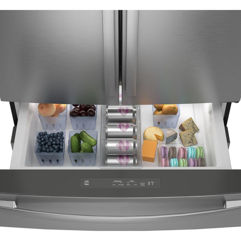 36" GE Profile 28.7 Cu. Ft. 4-door French-Door Refrigerator in Fingerprint Resistant Stainless Steel - PGE29BYTFS
