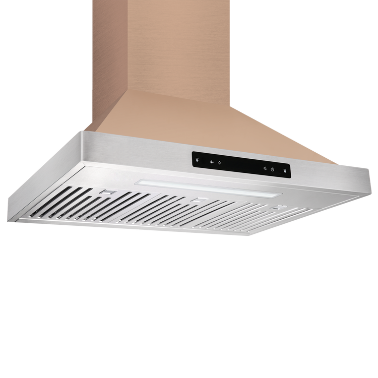 36" Vesta Brussels 800 CFM  Wall Mount Range Hood in Gold Stainless Steel - VRH-BRUSSELS-36GS
