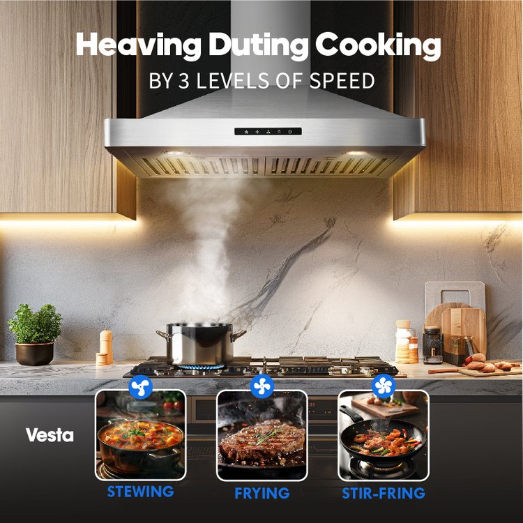 30" Vesta Milan 800 CFM Wall Mount Range Hood in Stainless Steel - VRH-MILAN-30SS