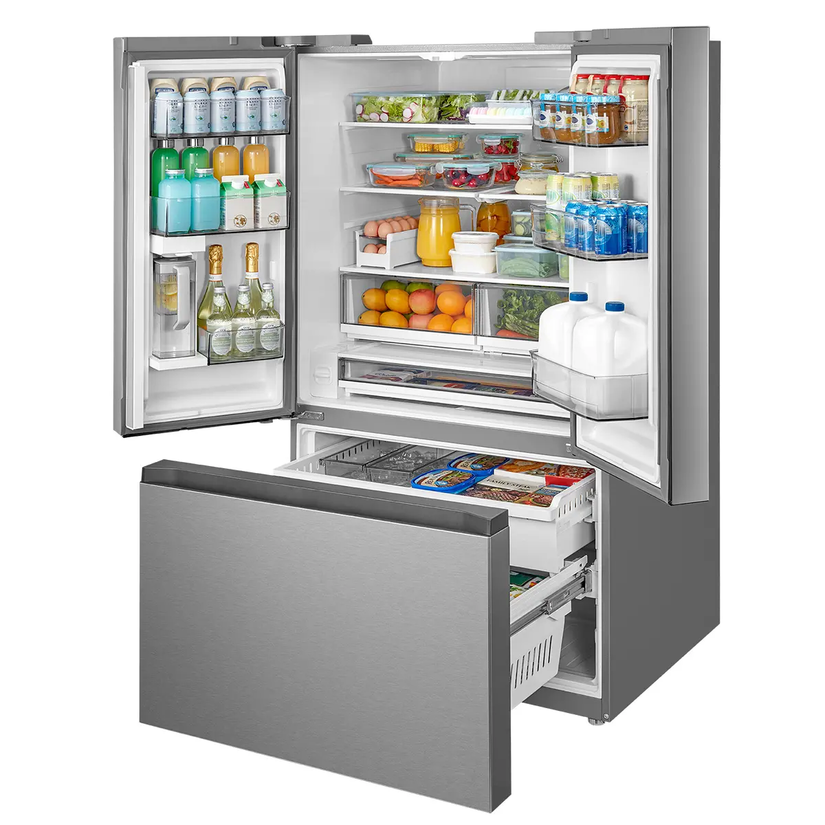 36" Midea 31.7 Cu. Ft. Standard Depth French Door Dual Ice Maker Refrigerator - MRF32I6BST
